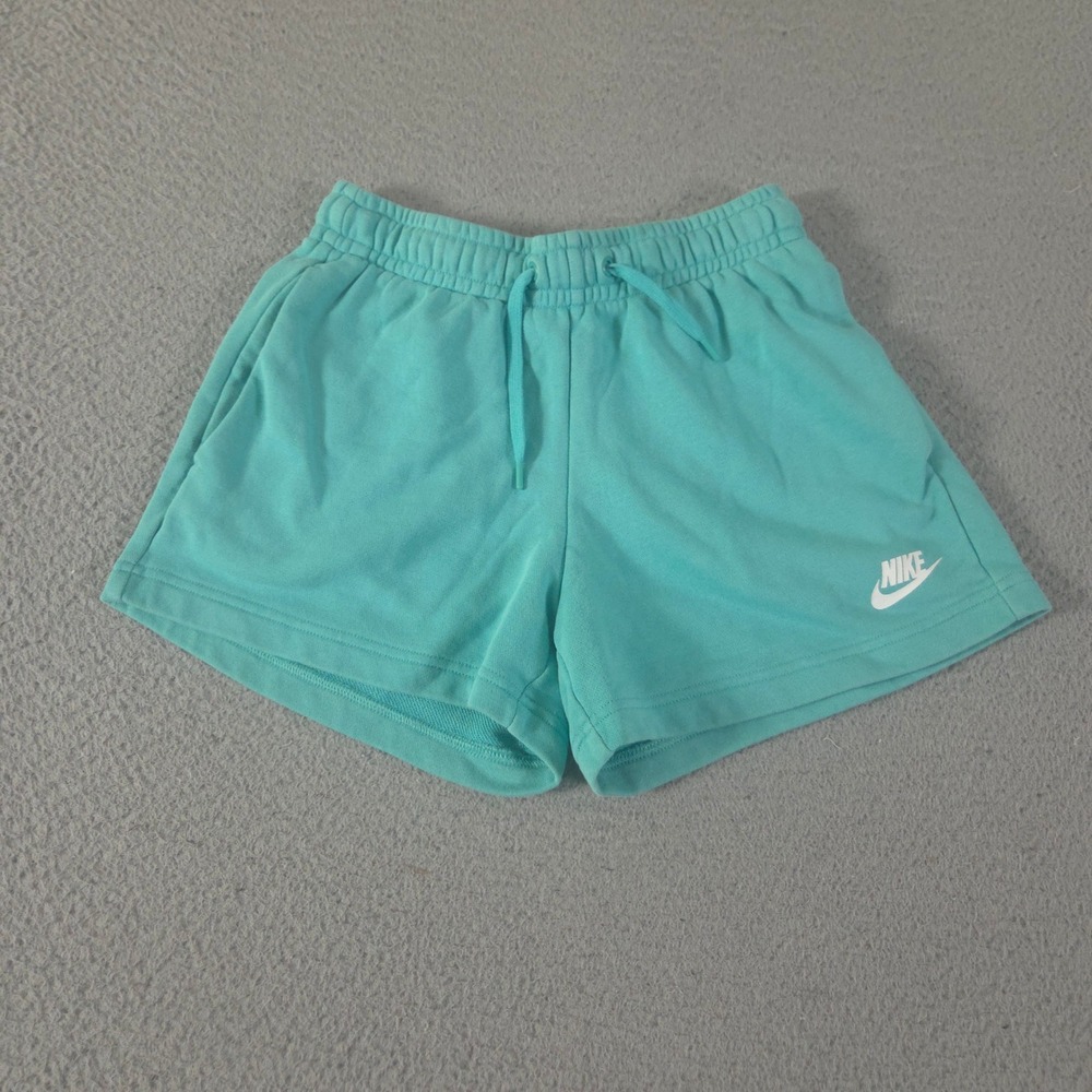 Nike Shorts Womens XS Teal Sportswear Club Fleece French Terry Drawstring Logo